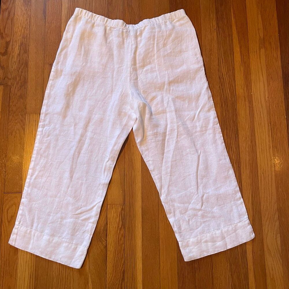 J JILL | white linen cropped pants M Petite - Picture 9 of 10